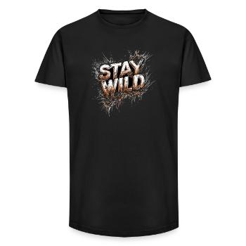Stay Wild Attitude to Life Motto - Long Fit Men's T-Shirt - black - Front - AI Model Male 185 light (185cm)