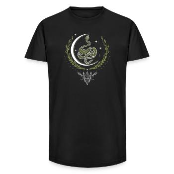 Snake with crescent moon and crystals - Long Fit Men's T-Shirt - black - Front - AI Model Male 185 light (185cm)