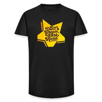 Ne rêvez pas, travaillez dur - T-shirt coupe longue homme - noir - Devant - AI Model Male 185 light (185cm)