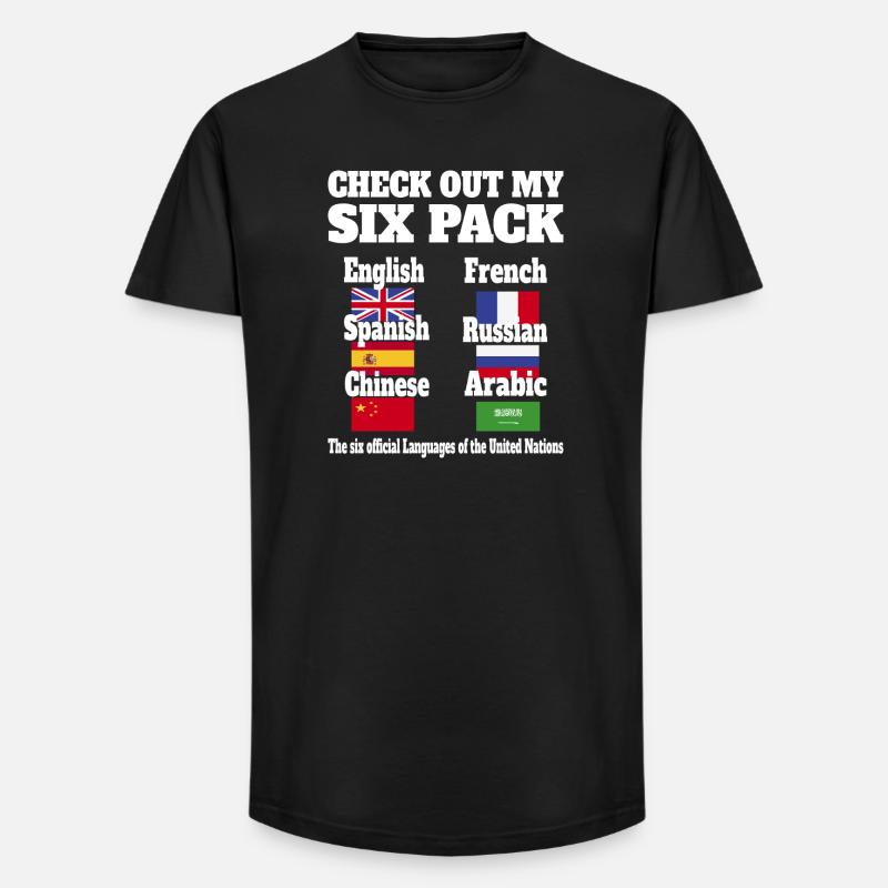 Sprachen Sixpack - Long Fit Männer T-Shirt - Schwarz