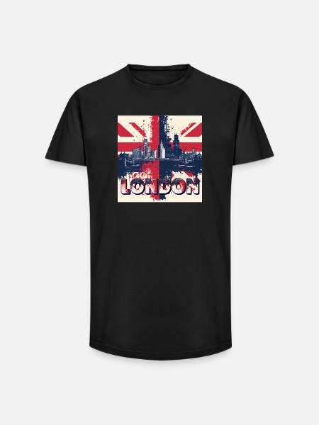 London Skyline Union Jack Splash - Long Fit Men's T-Shirt - black