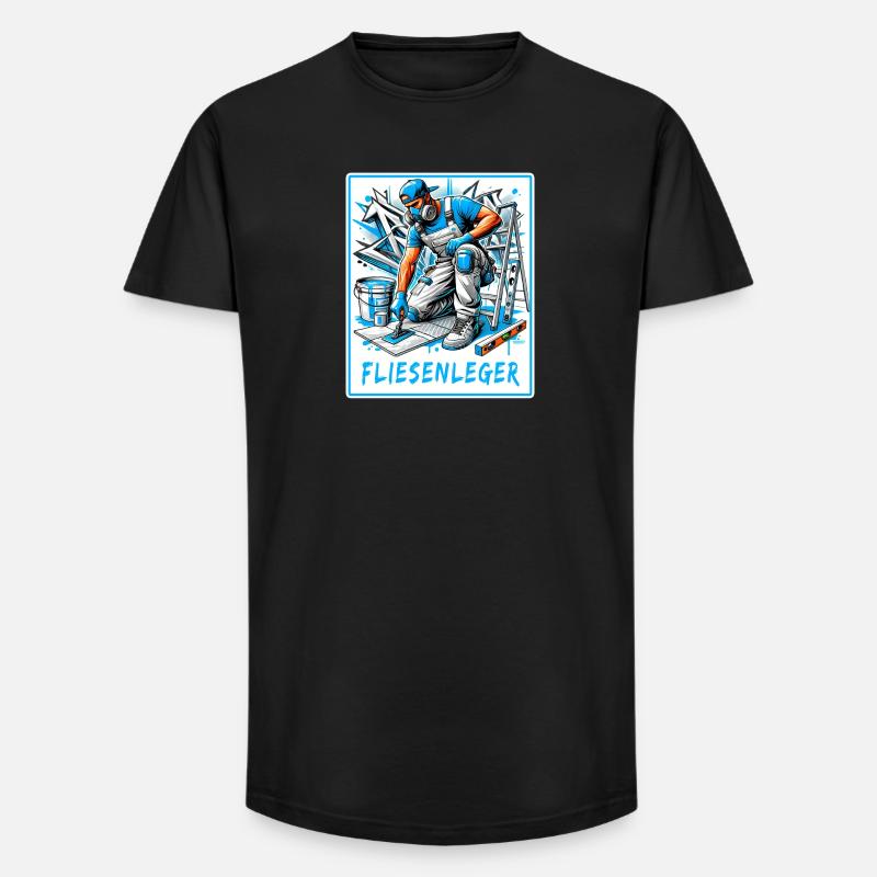Fliesenleger Design - Long Fit Männer T-Shirt - Schwarz