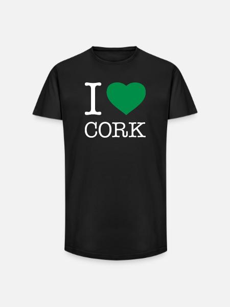 I LOVE CORK - Long Fit Männer T-Shirt - Schwarz