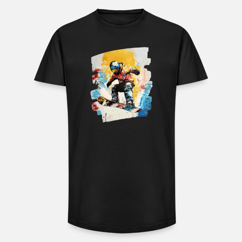 Snowboarder Pulverschnee - Long Fit Männer T-Shirt - Schwarz