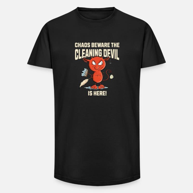 Funny Cleaning Devil Cleaning Cleaner Saying - Long Fit Men's T-Shirt - black