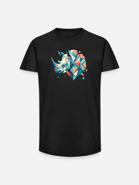 Abstract Rhinoceros – Geometric Strength - Long Fit Men's T-Shirt - black