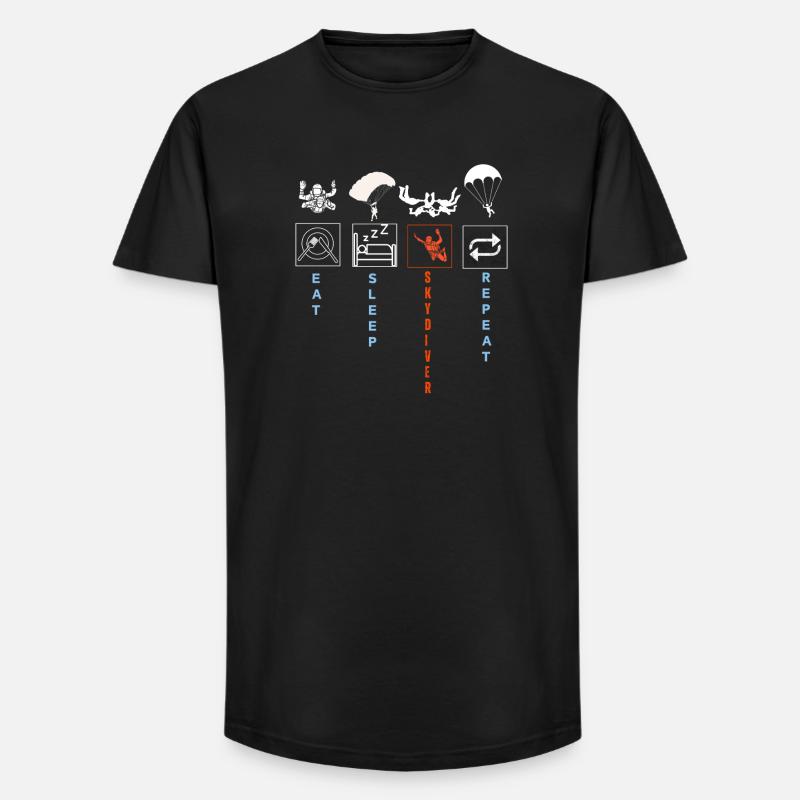 Dynamische Fallschirmspringer-Silhouette Illustration - Long Fit Männer T-Shirt - Schwarz