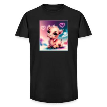 Bébé chameau - T-shirt coupe longue homme - noir - Devant - AI Model Male 185 light (185cm)