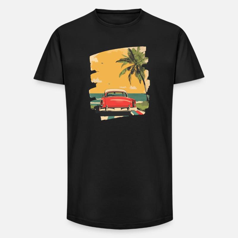 Sommer - Long Fit Männer T-Shirt - Schwarz