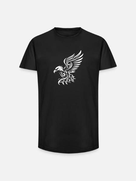 Fusion Weißer Stammesadler - Long Fit Männer T-Shirt - Schwarz