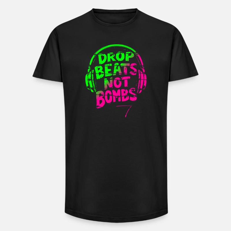 Drop Beats Not Bombs green pink - Long Fit Männer T-Shirt - Schwarz