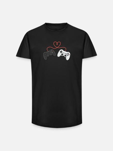Herzverdrahtete Controller-Duo - Long Fit Männer T-Shirt - Schwarz