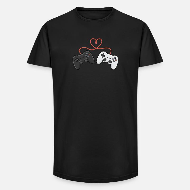 Herzverdrahtete Controller-Duo - Long Fit Männer T-Shirt - Schwarz