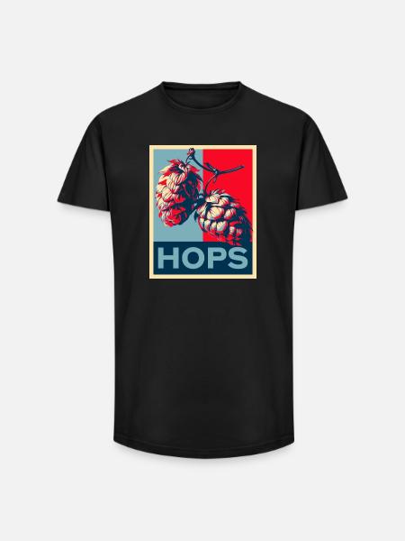 Hops - Long Fit Männer T-Shirt - Schwarz