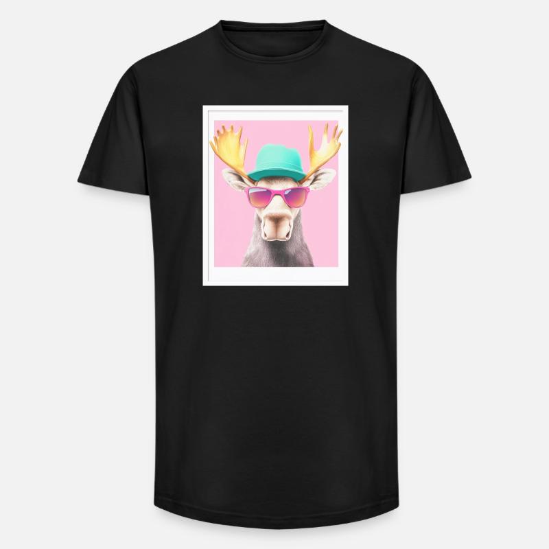 Elch - Long Fit Männer T-Shirt - Schwarz