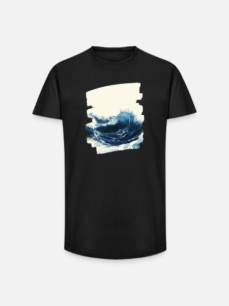 Waves and sea - Long Fit Men's T-Shirt - black