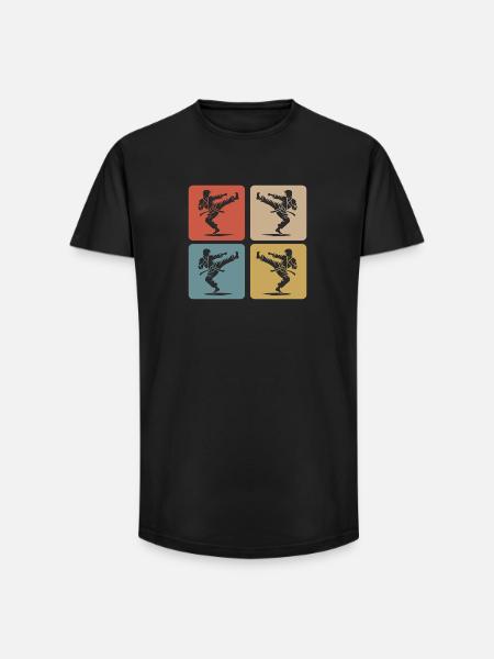 Karate Silhouette – Retro Style - Long Fit Men's T-Shirt - black