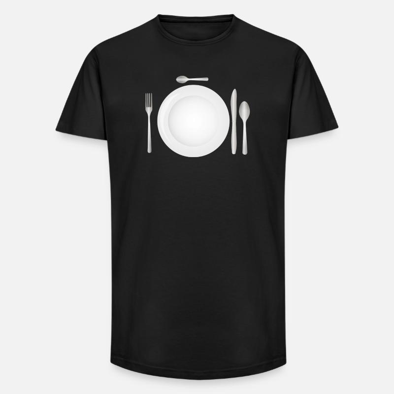 Tischgedeck mit leerem Teller & Besteck - Long Fit Männer T-Shirt - Schwarz