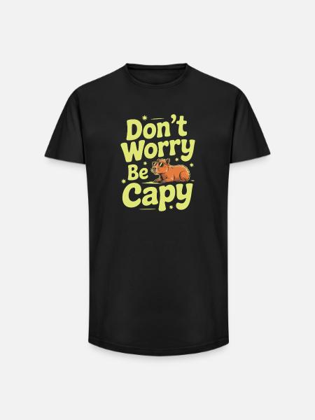 Capibara Maak je geen zorgen Wees Capy Capibara knaagdier - Heren T-shirt met lange pasvorm - zwart