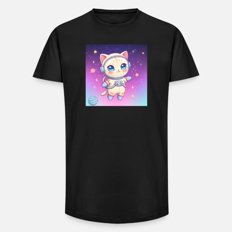 Astronaut Kätzchen - Long Fit Männer T-Shirt - Schwarz