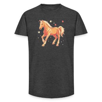 Cheval avec des étoiles - T-shirt coupe longue homme - charbon - Devant - AI Model Male 185 light (185cm)