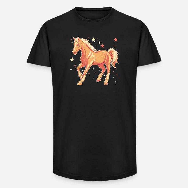 Pferd mit Sternen - Long Fit Männer T-Shirt - Schwarz