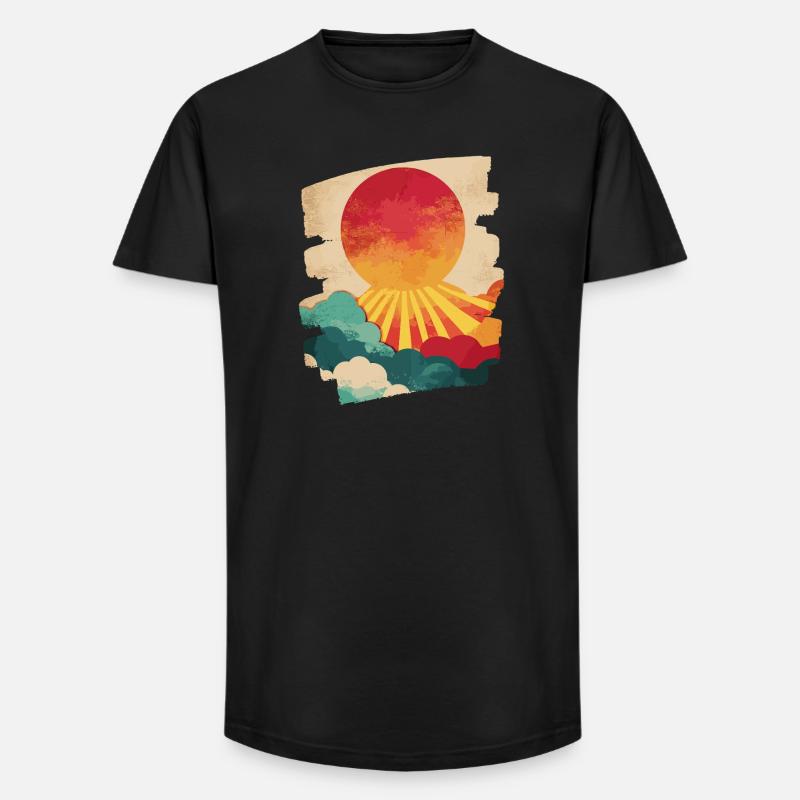 Summer Palm Tree Sunset - Long Fit Men's T-Shirt - black