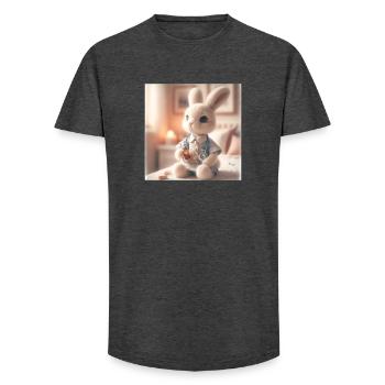 Mignon lapin docteur en vêtements chirurgicaux - T-shirt coupe longue homme - charbon - Devant - AI Model Male 185 light (185cm)