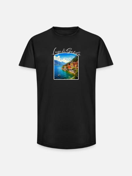 Gardasee, Lago di Garda - Long Fit Männer T-Shirt - Schwarz