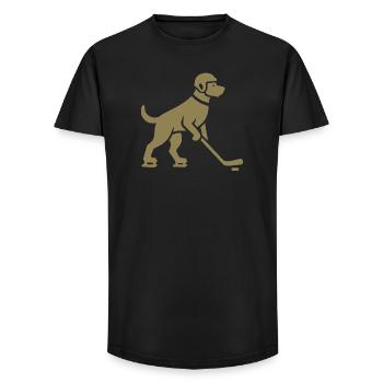 Dog Hockey Player Silhouette - Long Fit Men's T-Shirt - black - Front - AI Model Male 185 light (185cm)