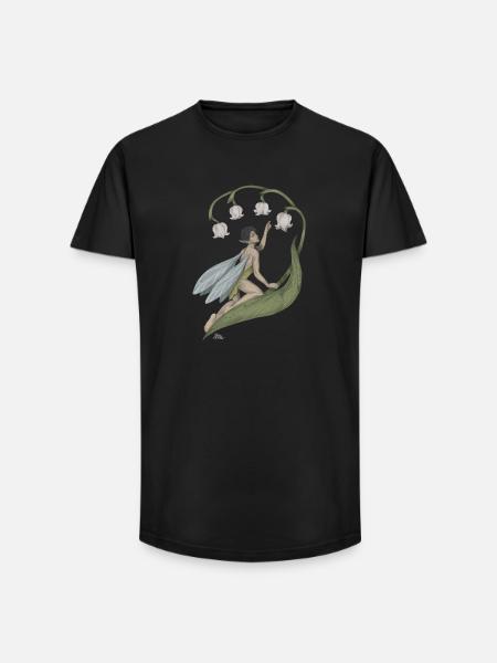 Pixie mit Maiglöckchen - Long Fit Männer T-Shirt - Schwarz