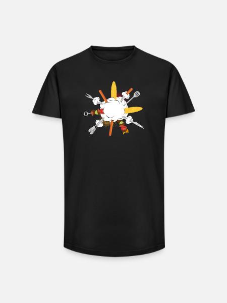 Grill-Explosion – Comic-Motiv für echte Kerle - Long Fit Männer T-Shirt - Schwarz