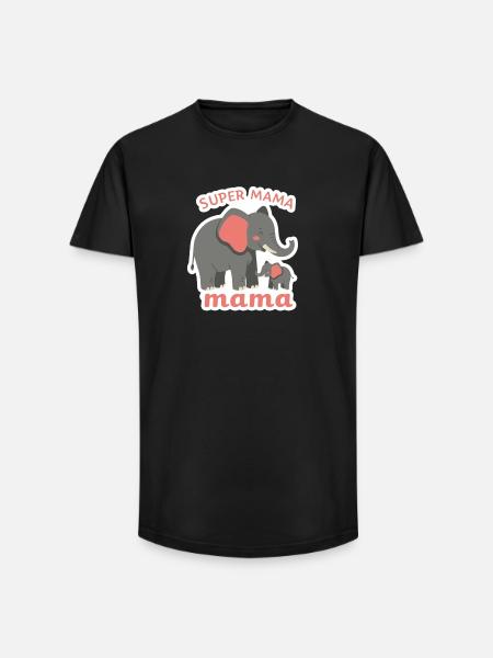 Super Maman Éléphant - T-shirt coupe longue homme - noir