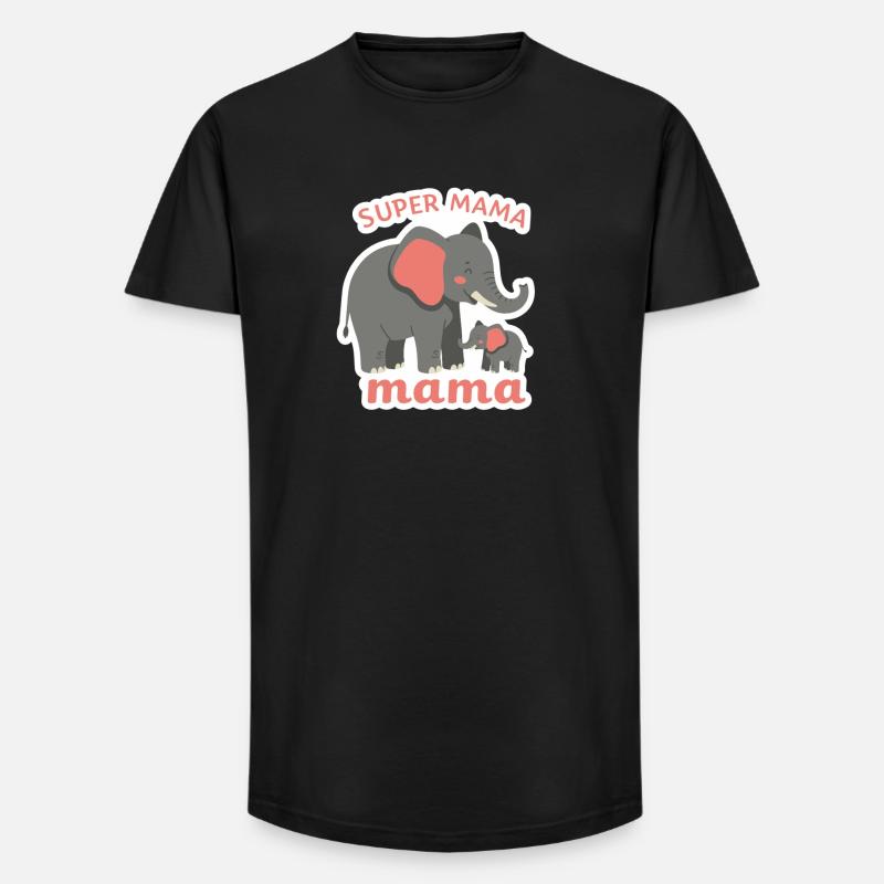 Super Elefant Mama - Long Fit Männer T-Shirt - Schwarz