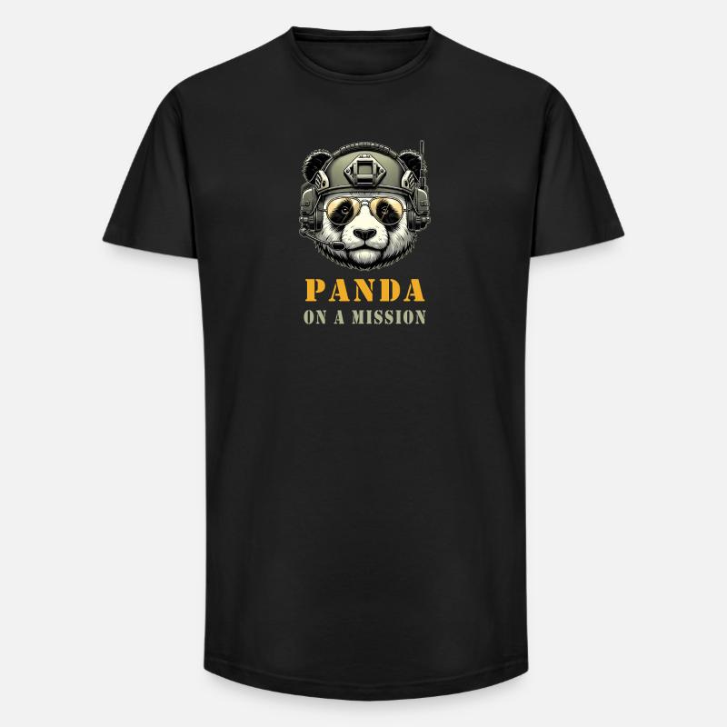 Panda in Mission / Military - Long Fit Men's T-Shirt - black