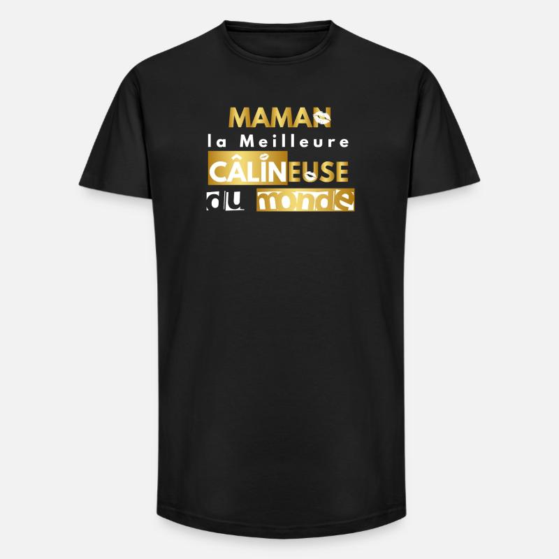 maman câlin version or - T-shirt coupe longue homme - noir