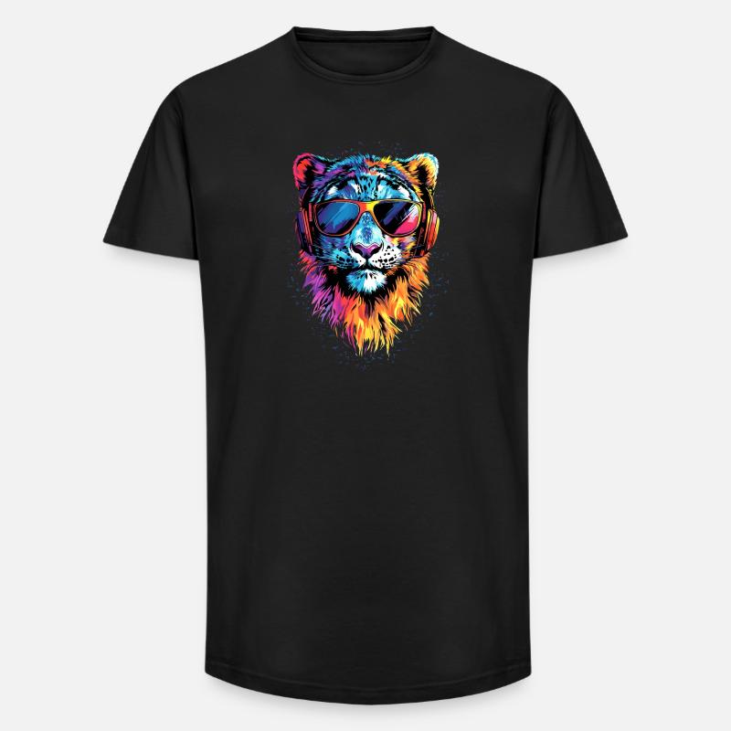 Schneeleopard Panther Raubkatze Großkatze Leopard - Long Fit Männer T-Shirt - Schwarz