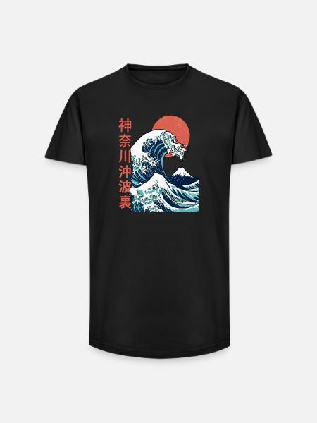 The big wave off Kanagawa - Long Fit Men's T-Shirt - black