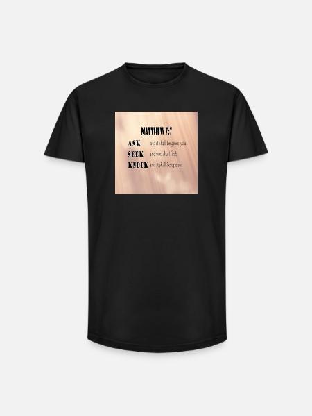 Matthew 7:7 - Long Fit Men's T-Shirt - black