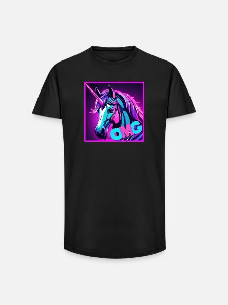 buntes unicorn - Long Fit Männer T-Shirt - Schwarz