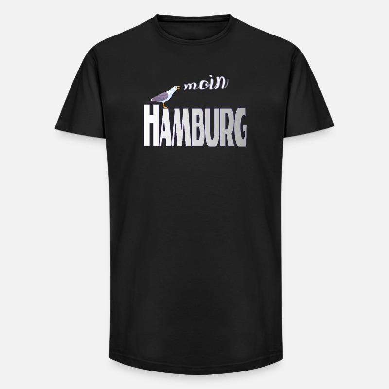 Hamburg Möwe & Moin Design - Long Fit Männer T-Shirt - Schwarz