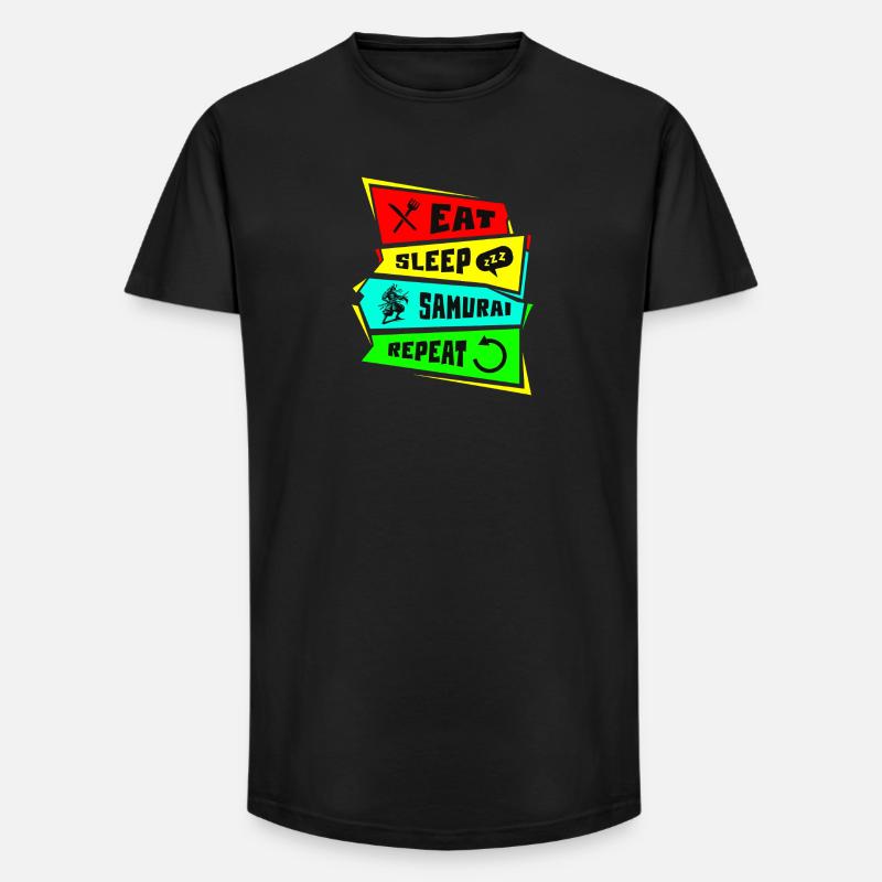 Samurai Eat Sleep Samurai Repeat - Long Fit Men's T-Shirt - black