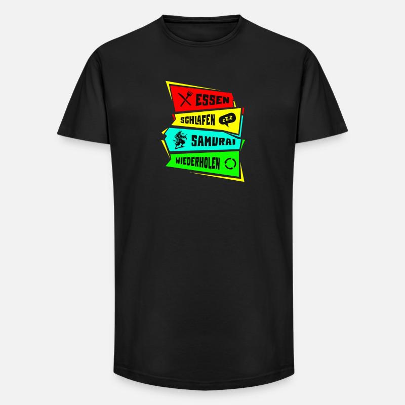 Samurai Eat Sleep Samurai Repeat - Long Fit Men's T-Shirt - black