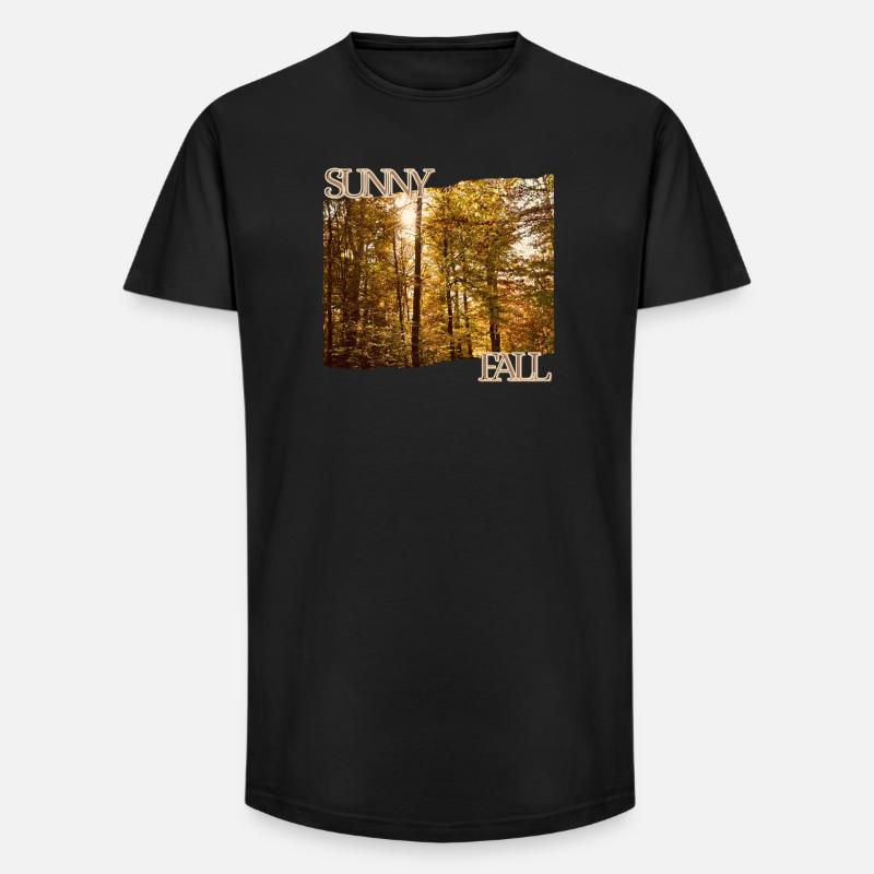 Sunny Fall - Herbstsonne im Wald - Long Fit Männer T-Shirt - Schwarz