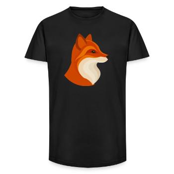 Renard moderne – géométrique et élégant - T-shirt coupe longue homme - noir - Devant - AI Model Male 185 light (185cm)
