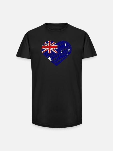 Australian Flag Heart Design - Long Fit Men's T-Shirt - black