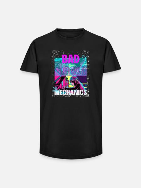 Bad Mechanics – Monkey Garage Style - Long Fit Men's T-Shirt - black