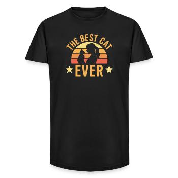 Silhouette du Meilleur Chat au Coucher de Soleil de tous les temps - T-shirt coupe longue homme - noir - Devant - AI Model Male 185 light (185cm)
