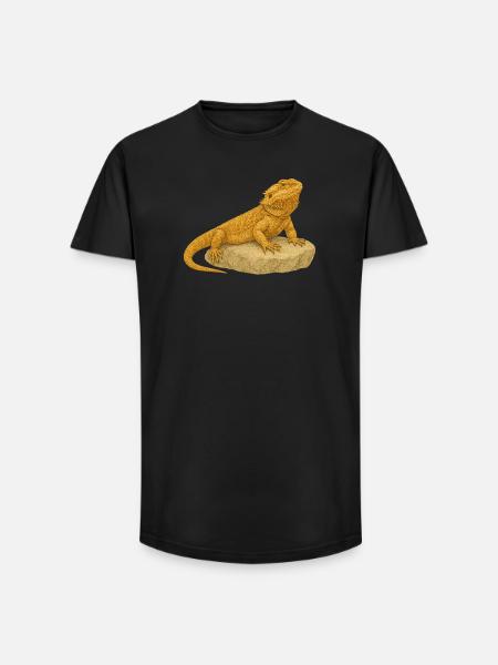 Yellow gecko on rocks - Long Fit Men's T-Shirt - black