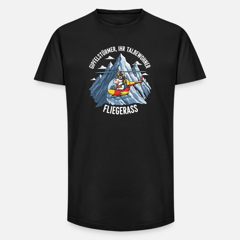 Einhorn-Pilot - Long Fit Männer T-Shirt - Schwarz